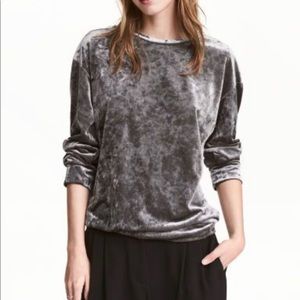 H&M Crushed Grey Velvet Top